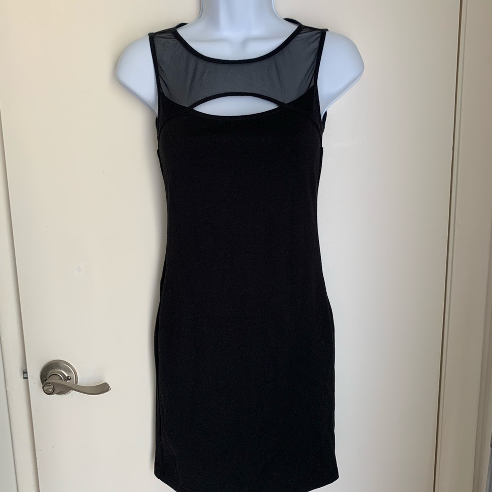 High Neck Mesh Little Black Dress Bodycon Mini
